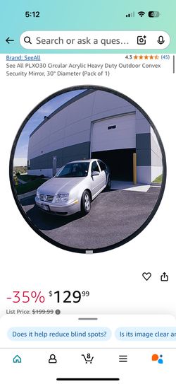 See All Circular Acrylic Heavy Duty Outdoor Convex Security Mirror 