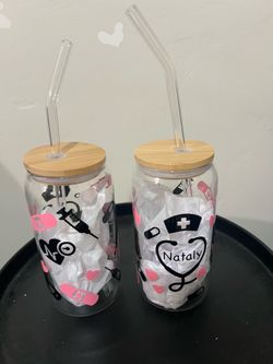 Nurse theme personalized glass cups