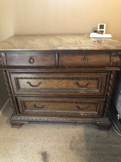 Wood Dresser With Marble Counter Top