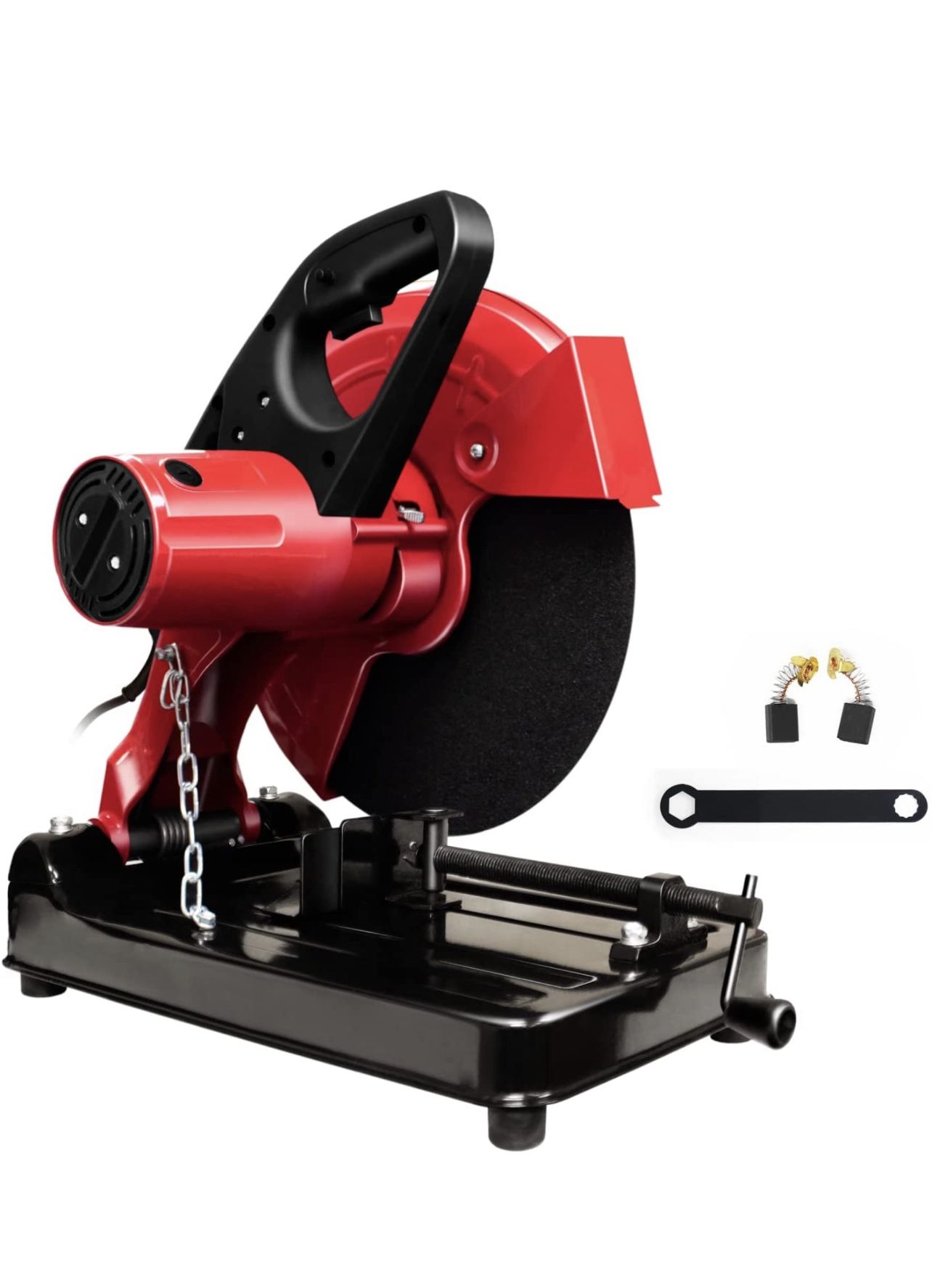Toolman 14" Chop Saw, 15 Amp, 1 Cutoff Disc for metal, 2 Carbon Brushes, DB0355 About this item Powerful 110V voltage delivers 3,800 RPM with 2 repl