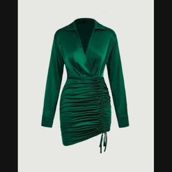 Xs Satin Green Dress