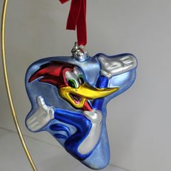 Rare Large  WOODY WOODPECKER Collectable Blown Glass Christmas Ornament 7x6 
