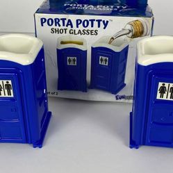 New Shot Glasses ,Set of 2 Funny Porta Potty 2oz Glasses