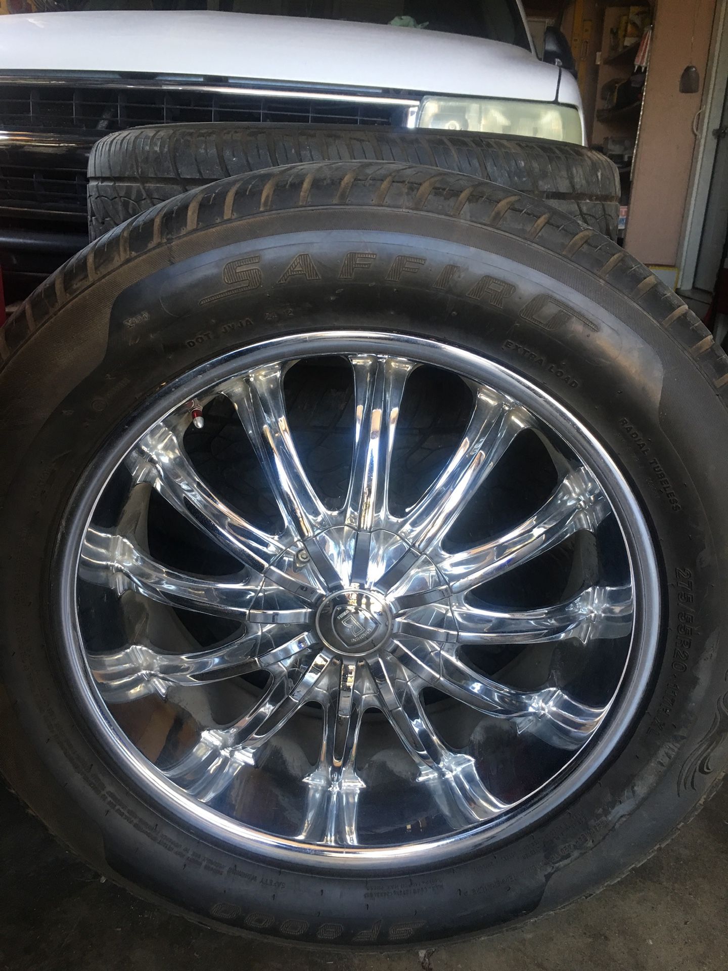 Chevy Tires and Rims. 10 x 20s. 80% tread left. $550.00