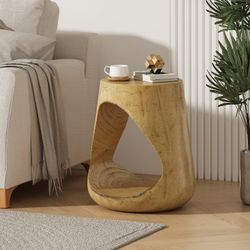 Avignon Sculptural Hollow Side Table, Natural