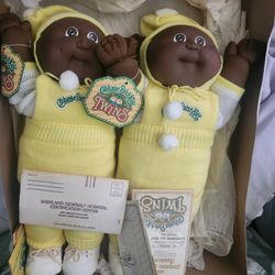 Vintage Cabbage Patch Kids TWINS African American – Box, Papers + Certificates (MINT)