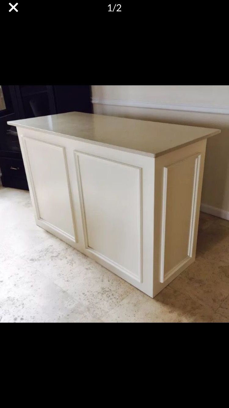 Retail counter, custom made wood w marble top ivory color $2,500