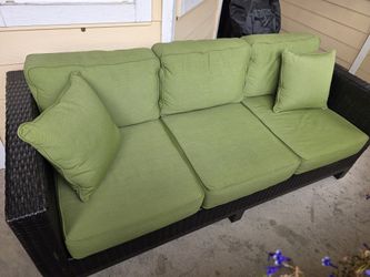 Wicker 3 cushion outdoor sofa