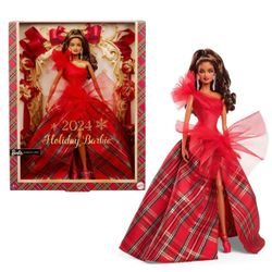 BRAND NEW - Barbie 2024 Holiday Barbie Dolls, Seasonal Collector Gift, Barbie Signature, Plaid Gown with Red Bow