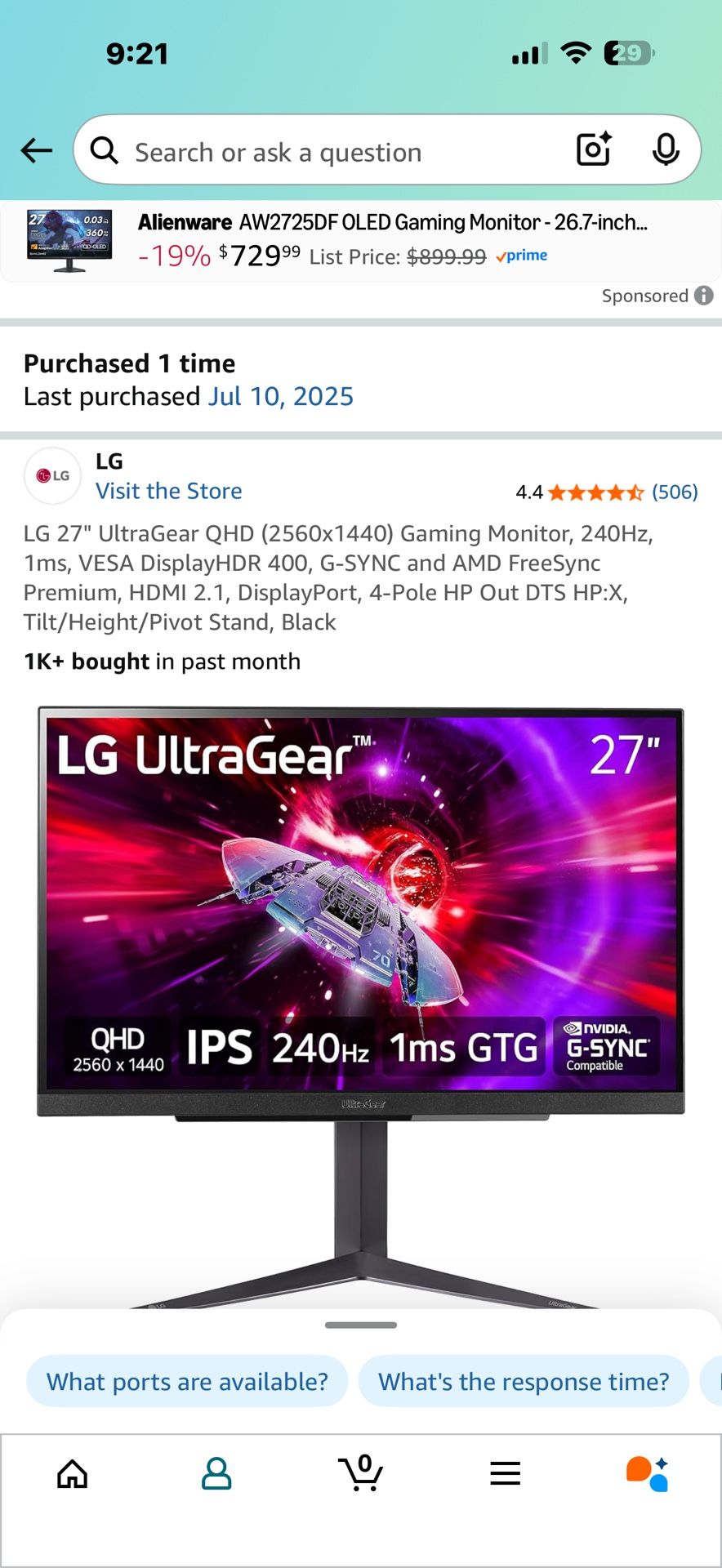 LG ULTRAGEAR 27’