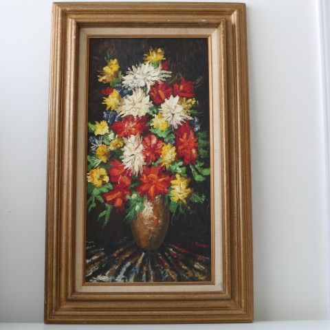 Vibrant impasto floral still-life oil painting by Alice (1970) signed