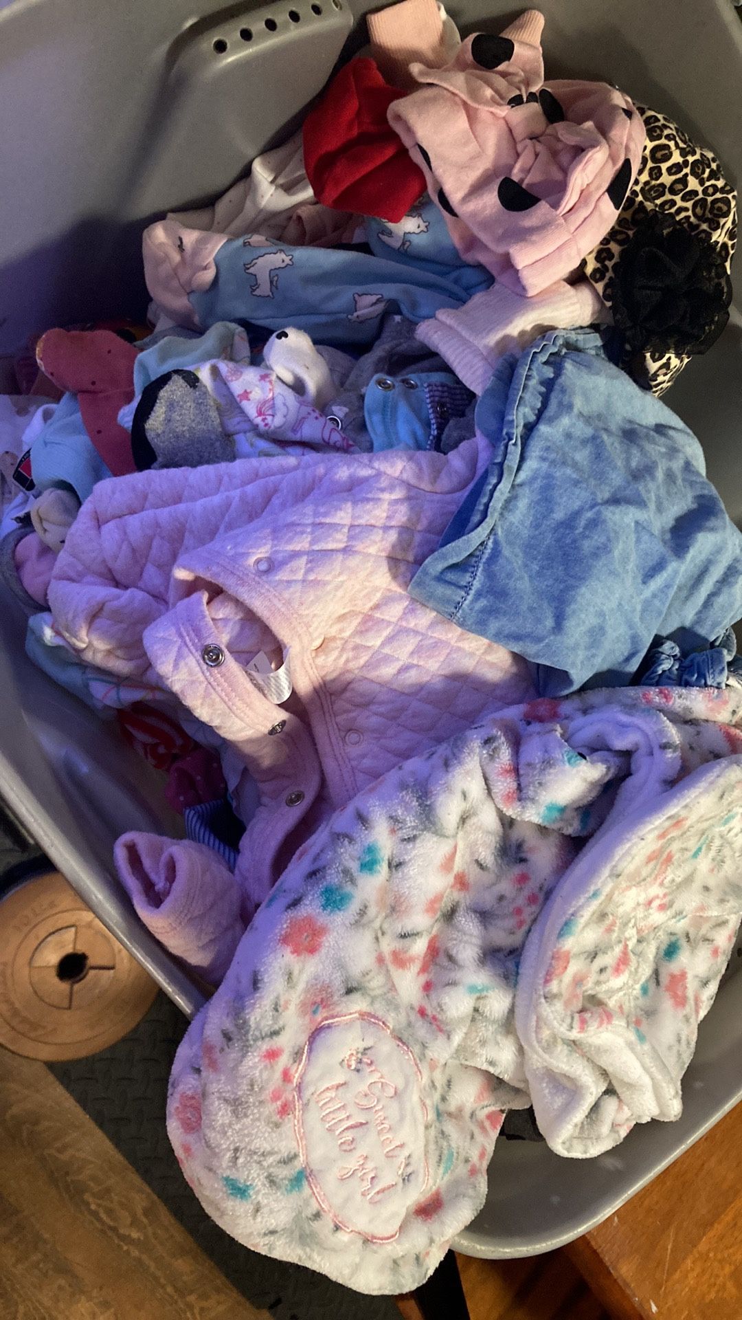 Full Bin Of Baby Girl Clothes Newborn To 3 Months