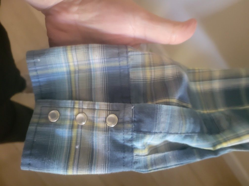 Wrangler Western Snap Shirt XL Cotton Blend Long Sleeve Plaid