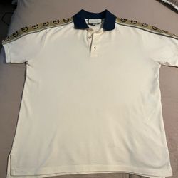 Gucci T-shirt Polo interlocking G Stripe Cream and Blue Neck