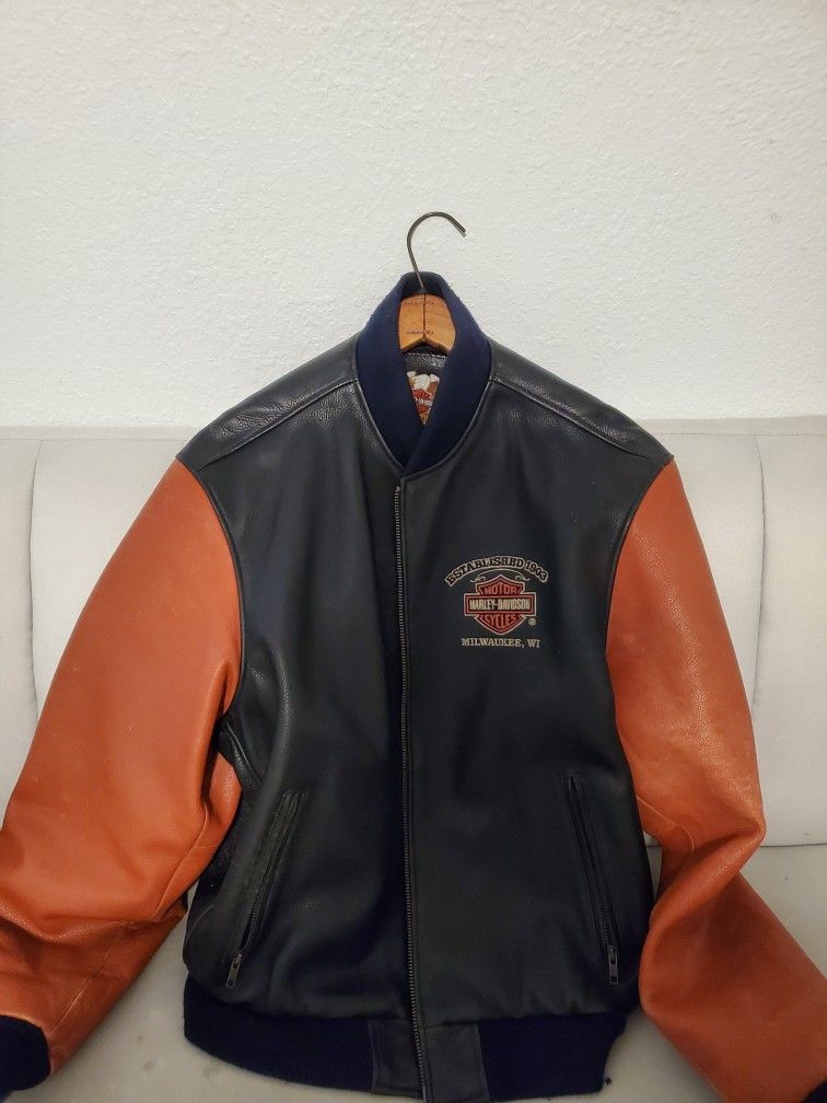 Vintage Harley Davidson Milwaukee WI Leather Colorblock Bomber