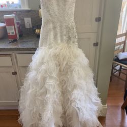 Custom made wedding dress with real feather!