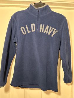 Old Navy - Long Sleeve Fleece Pullover with Half Zip - Size Youth Large 10/12 - Blue with Gray Accents