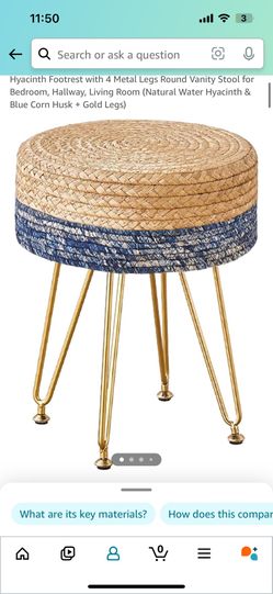 Hyacinth Footrest With4 Metal Legs