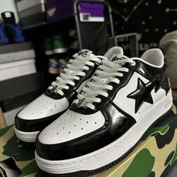 2021 Bape Sta Low/black Patent Leather/white