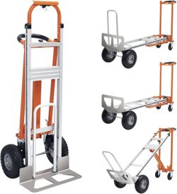 4-in-1 Convertible Hand Truck, Folding Hand Cart with Solid Wheels, Heavy Duty 1000lb Aluminum Hand Truck for Logistics, Shopping, Home, Office Moving