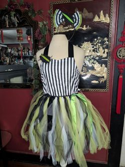 Beetlejuice Halloween Costume Tutu Dress and Bow