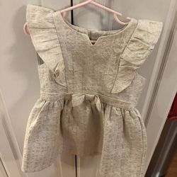 3t Cream And Gold Holiday Dress