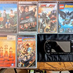 PSP "Playstation Portable" Piano Black (PSP-3000PB) Includes 6 Games 2 Movies 