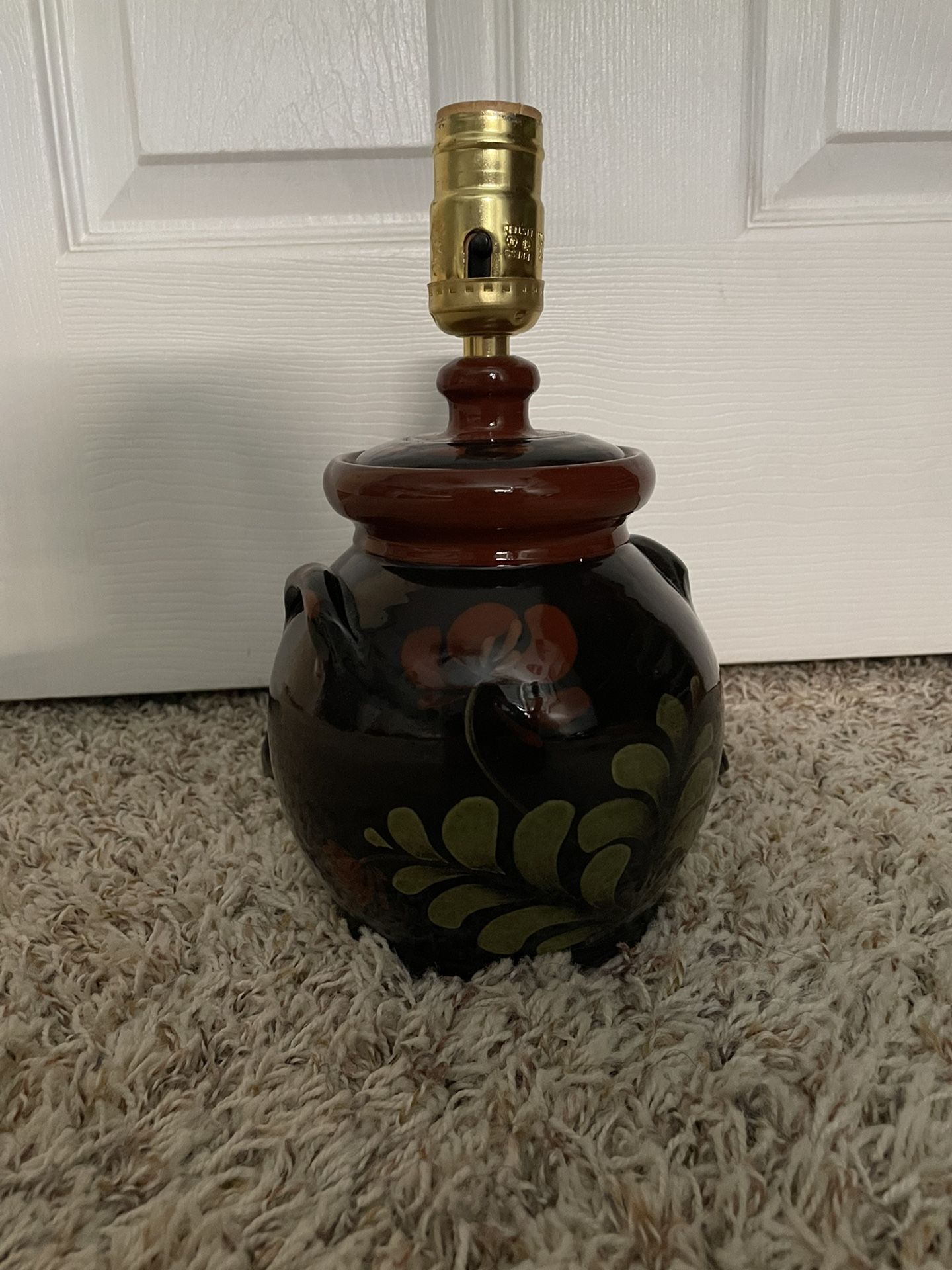 Eldreth Pottery Redware Flowers Lamp 2005