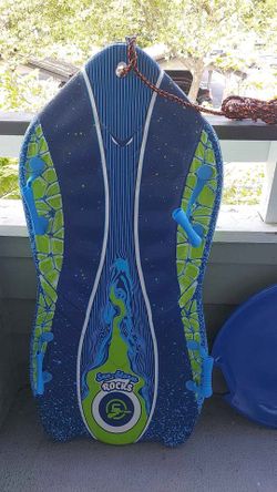 Sno-Storm Rocks Foam Sled and Blue Disc Sled, snow board