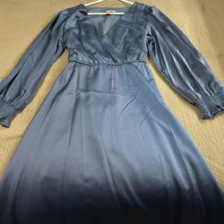 Long Blue Satin Dress