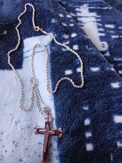 Stainless Steel Cross Pendant With Rope Chain