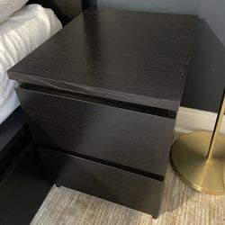 Set Of 2 black wood bed side tables
