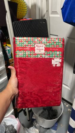 New Fabric Christmas Tablecloth  60in x 84in Oval BRAND NEW- NEVER OPEN BAG