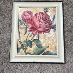 Framed rose painting 