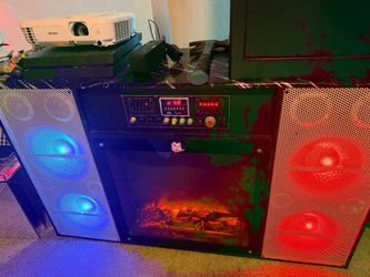 Powerful  Bluetooth and fireplace entertainment center