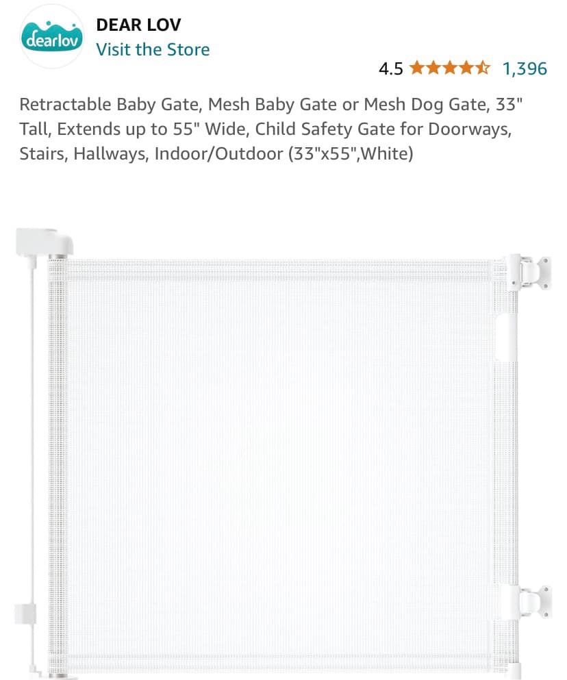 LOV Retractable Baby Gate Pet 33" Tall, Up to 55" Wide Child Safe White NEW $3