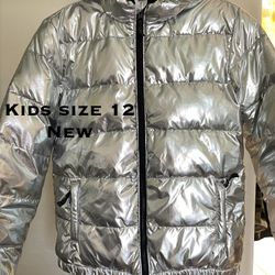 Youth Size 12, New unisex Cozy fleece lined puffer jacket 