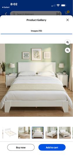 Costway Queen Size Platform Bed Frame Modern White- New**