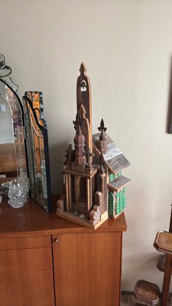 Handcrafted Wooden Church Cathedral Model