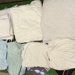 Crib Mesh Bumper, Mattress Protector Covering, Sheets  and Skirt