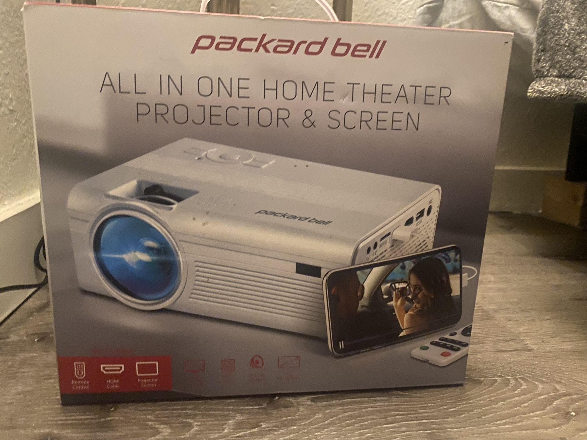 Packard Bell Home Theater Projector And Screen