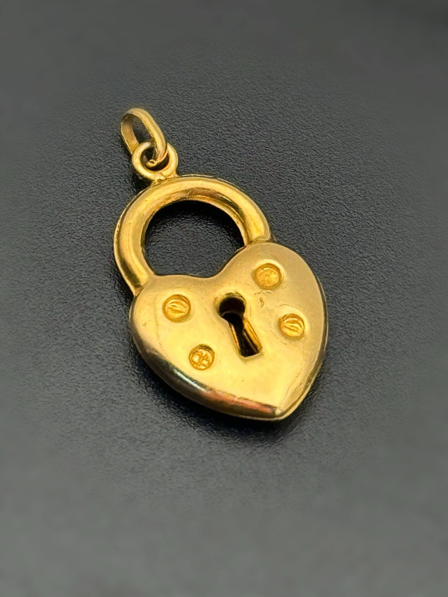 14k solid yellow gold heart lock pendant charm