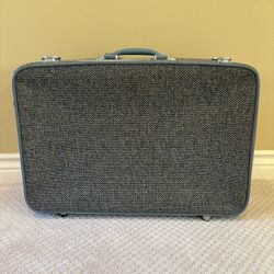 Amelia Earhart Vintage Rolling Grey Tweed Suitcase 