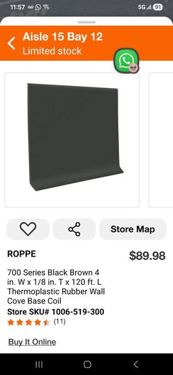 Thermoplastic Rubber Wall Cove Base Coil (Have 6)