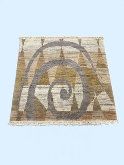 Handmade 4x4 Abstract Geometric Area Rug