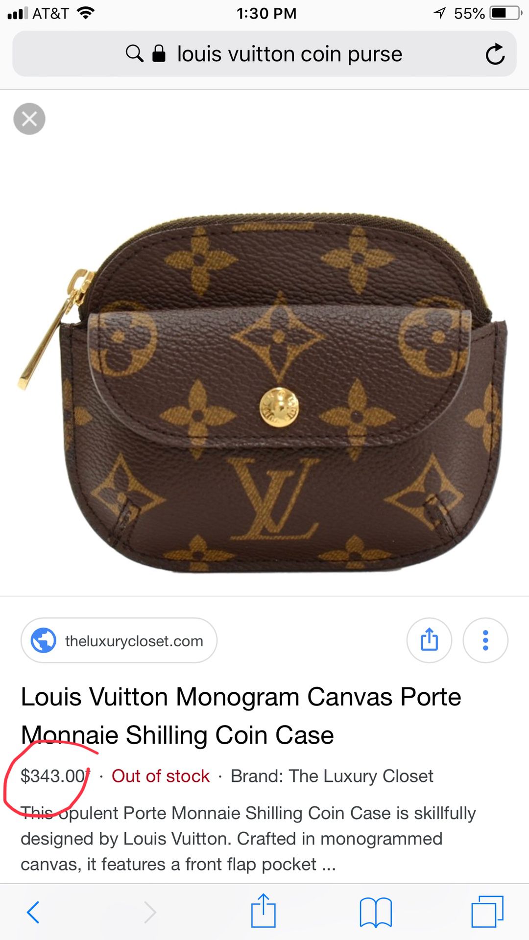 Louis Vuitton Monogram Porte Monnaie Schilling Coin Purse - A