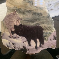 Wolf Painted Stone 