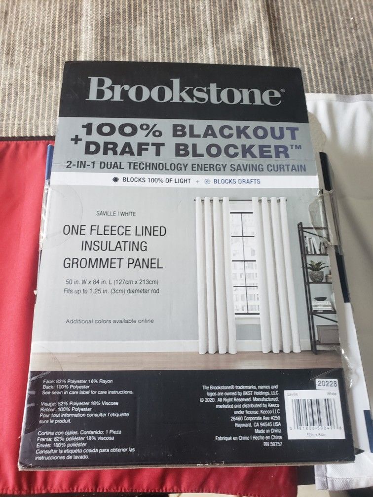 Brookstone Saville 84 Inch 100% Blackout Curtain Panel White