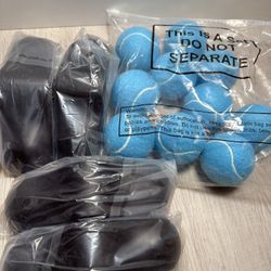 4 Pack Indoor Cycling Rocker Feet Adapters with 10 Blue Tennis Balls Stability Accessories