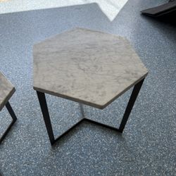 Hexagonal Stone End Tables (x2)